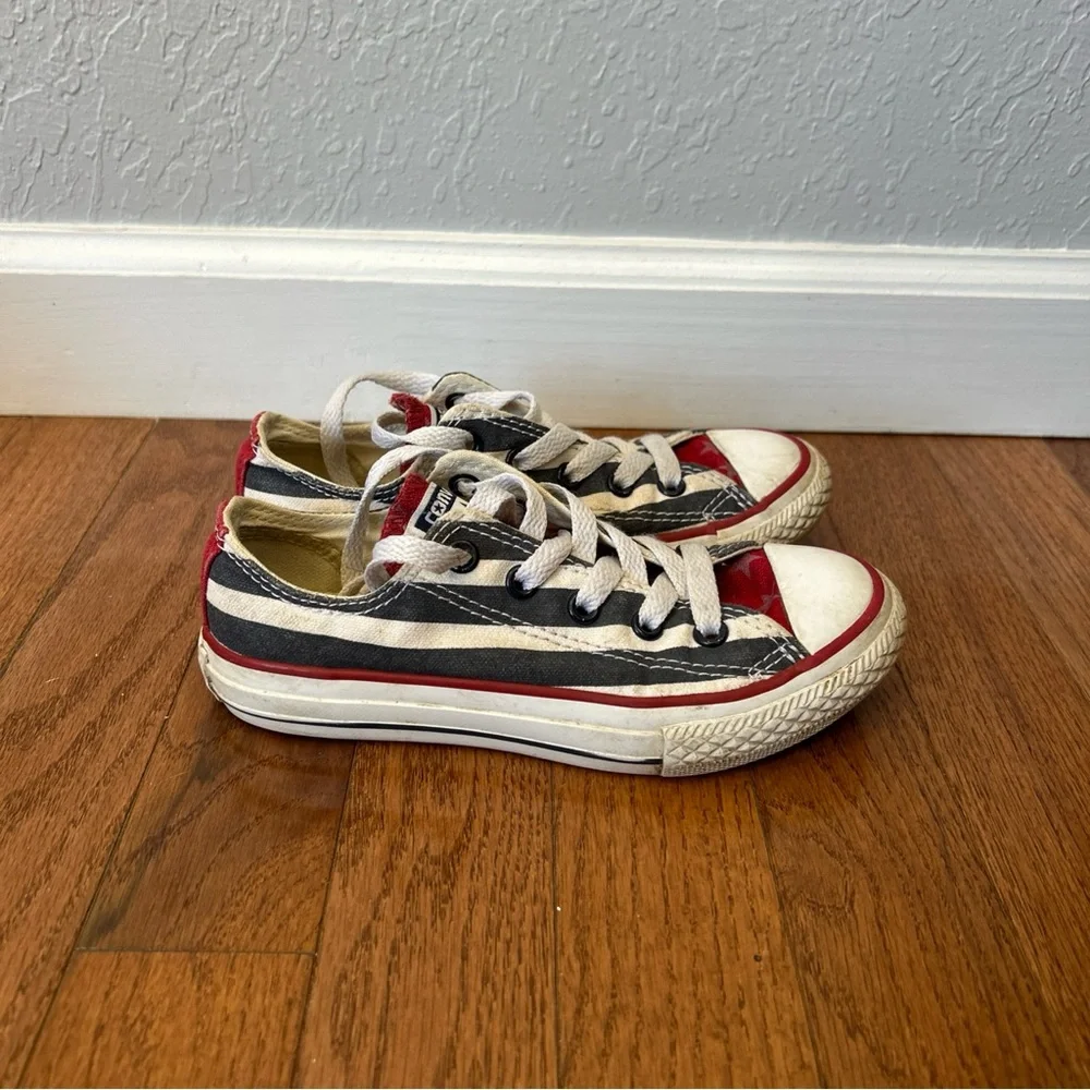 Converse Sneakers American Flag Girls Or Boys Size 12 Red White Blue 4th Of July